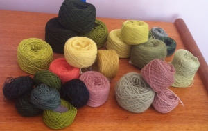 The skeins above after returning them to balls.